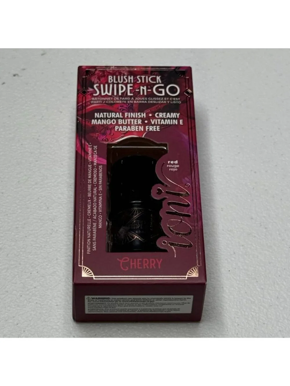 Ioni Blush Stick Swipe N Go Cherry Red Cream Natural Finish New